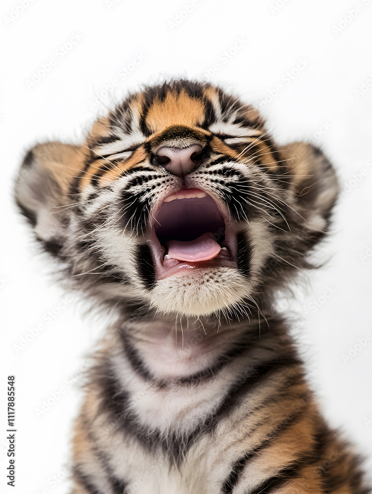 Fototapeta premium Cute baby tiger isolated on white background