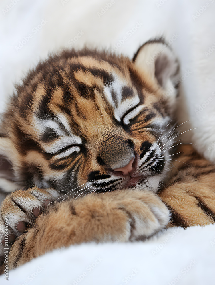 Obraz premium Cute baby tiger isolated on white background