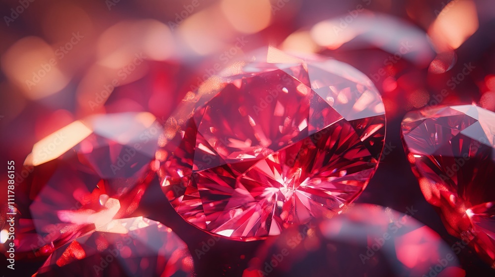 Sparkling Red Gemstones Close Up View Sparkling Red Gemstones Close Up View