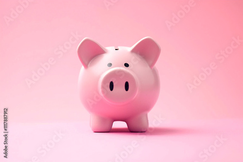 Minimalistic pink piggy bank on a pastel background, symbolizing saving, budgeting, and financial planning.