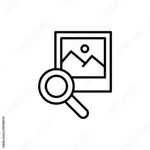 Image search outline icons, minimalist vector illustration ,simple transparent graphic element .Isolated on white background