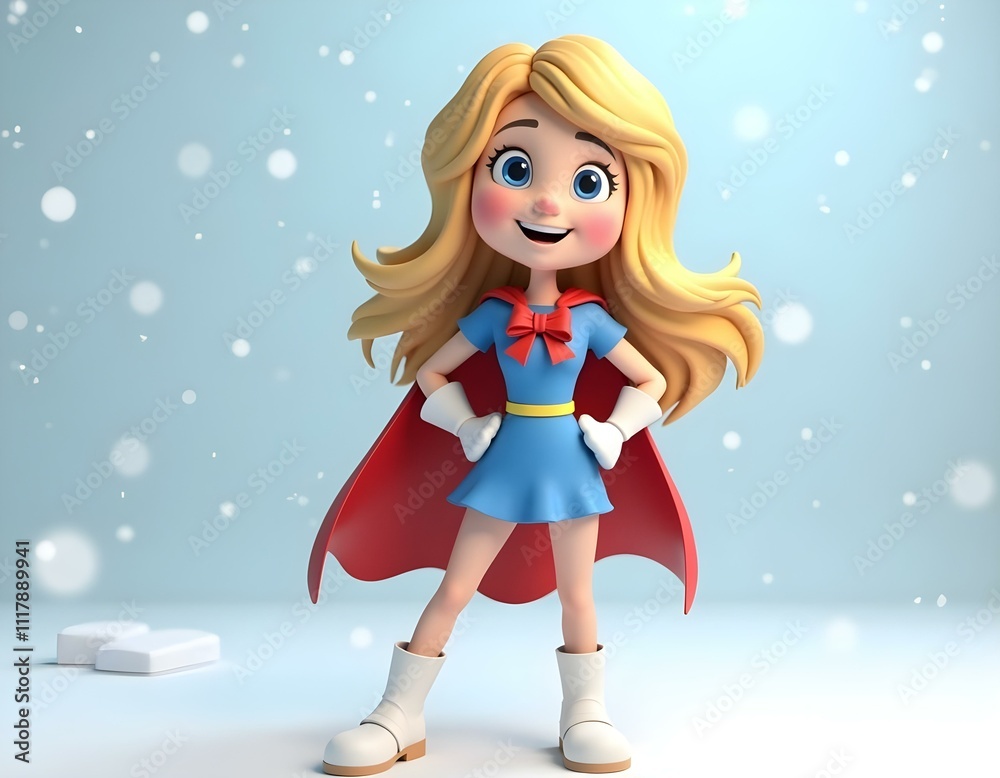 3D Cartoon Superhero Woman in Dynamic Heroic Pose 3D Cartoon Superhero Woman in Dynamic Heroic Pose