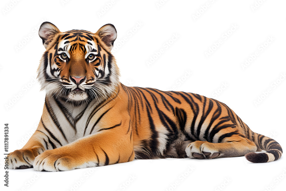 Obraz premium Walking tiger isolated on white