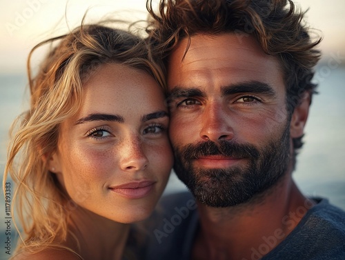 Close-up portrait of a young attractive couple.