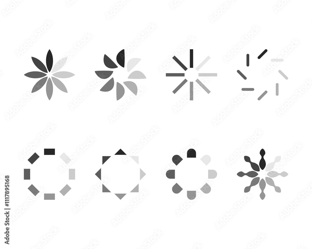 Collection Loading bar status icon. Vector illustration. Set of vector loaded icons. Download progress. Donload or Upload. Collection Loading bar status icon. Vector illustration. Set of vector loaded icons. Download progress. Donload or Upload.