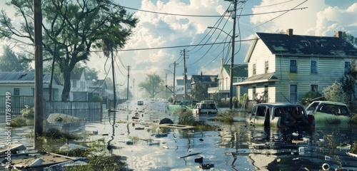 Wallpaper Mural After Powerful tsunami waves crashing into a ruined cityscape, leaving destruction and debris in their wake	
 Torontodigital.ca