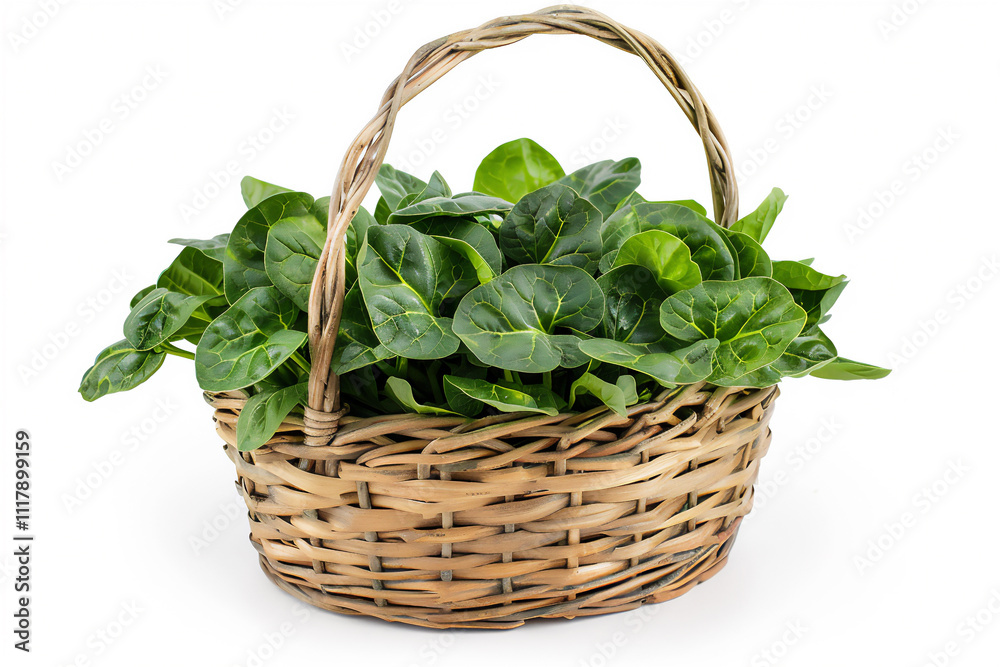 Spinach vegetables in a basket, version 4 Spinach vegetables in a basket, version 4