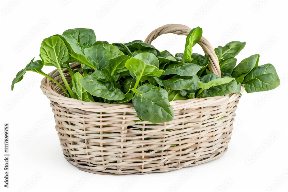Spinach vegetables in a basket, version 2 Spinach vegetables in a basket, version 2