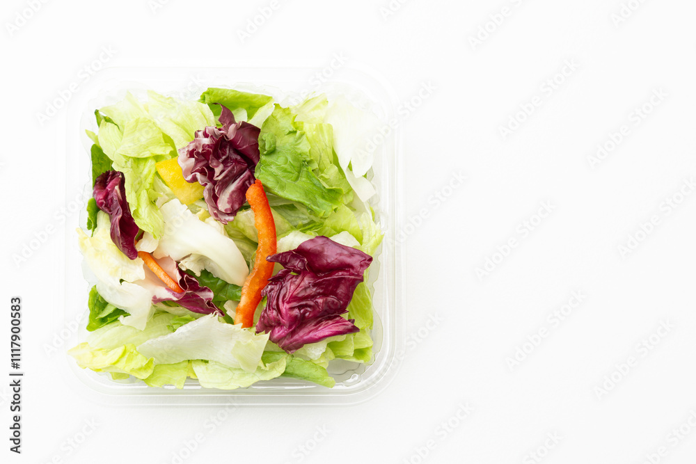 白背景に惣菜のサラダ