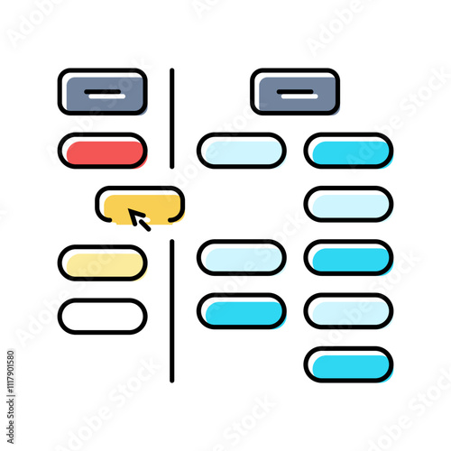 card sorting ux ui design color icon vector. card sorting ux ui design sign. isolated symbol illustration