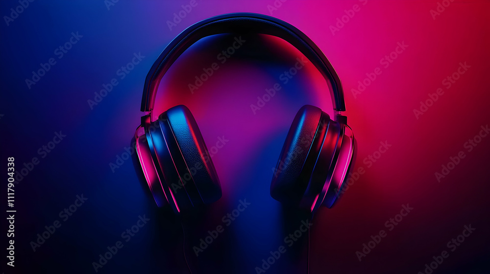 Neon Headphones 3D Illustration Neon Headphones 3D Illustration