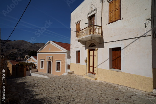 Fototapeta Naklejka Na Ścianę i Meble -  picturesque streets and colorful facades of Symi island