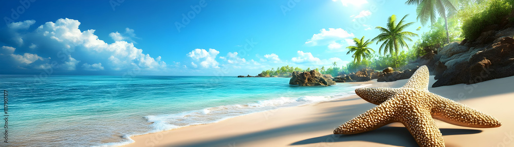 Tropical Beach Starfish 3D Illustration