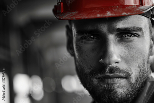 Construction builder inspector in uniform generative AI photo