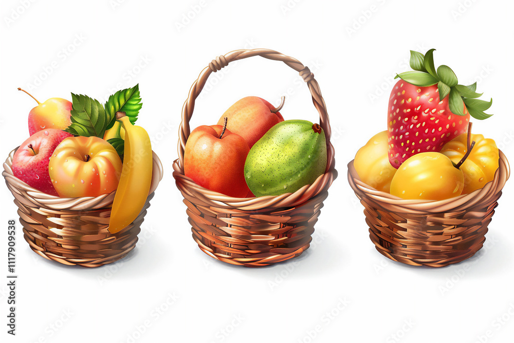 Various fruits in basket version 2 Various fruits in basket version 2