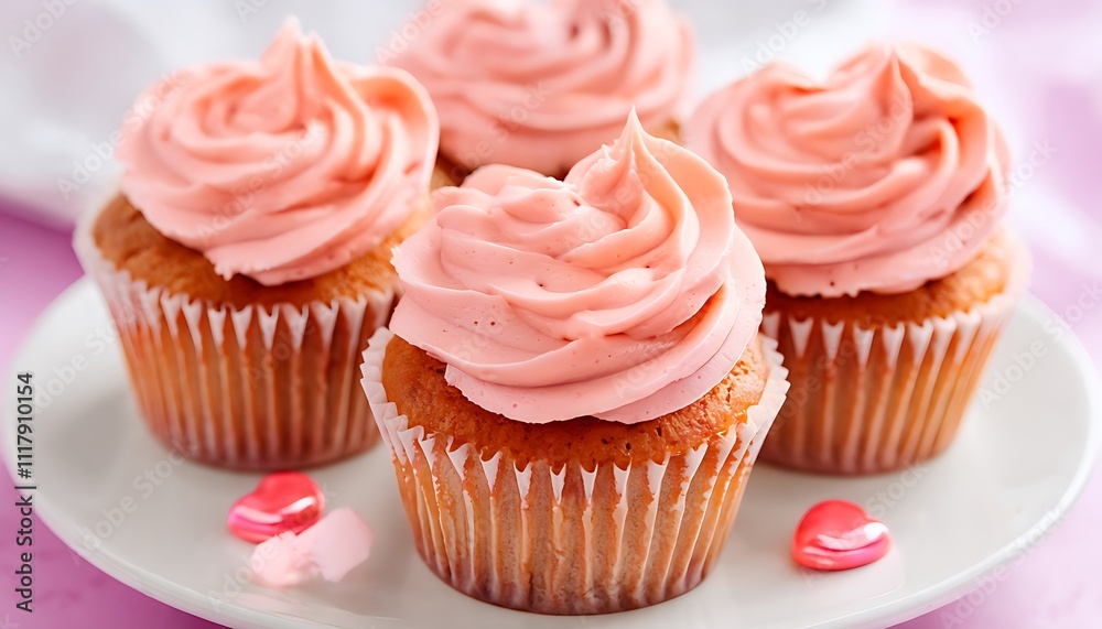 heart shaped cupcakes with pink frosting