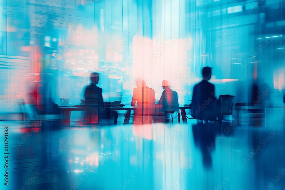 Business Meeting with Abstract Background and Double Exposure. AI generated illustration Business Meeting with Abstract Background and Double Exposure. AI generated illustration