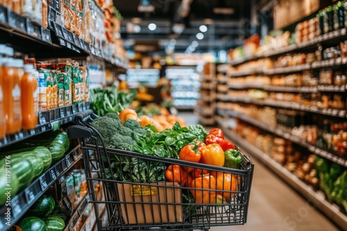 Grocery shopping experience supermarket food photography indoor marketplace close-up view healthy lifestyle concept