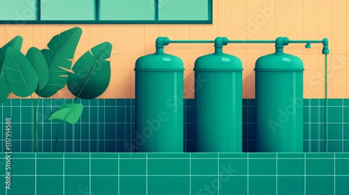 Wallpaper Mural Eco-Friendly Living: Creative Infographic Illustrating Greywater Usage in Sustainable Lifestyle Concept Torontodigital.ca