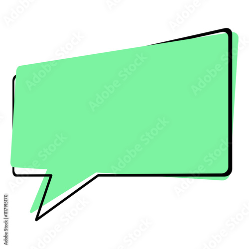 Green Speech Bubble Icon, Isolated on White