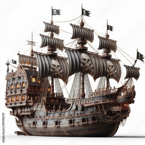 pirate ship on white background
