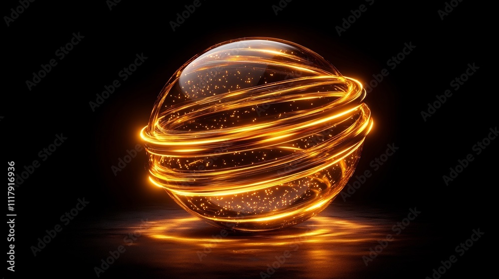 Mesmerizing Glowing Orb with Dynamic Light Trails in Abstract Cosmic Flow Mesmerizing Glowing Orb with Dynamic Light Trails in Abstract Cosmic Flow