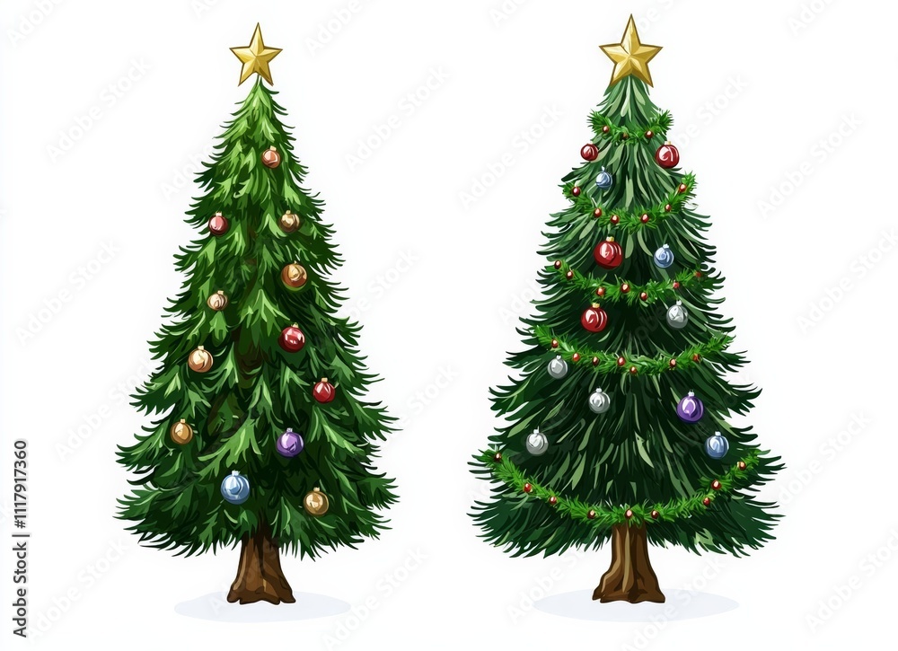 Fototapeta premium Two Christmas trees isolated