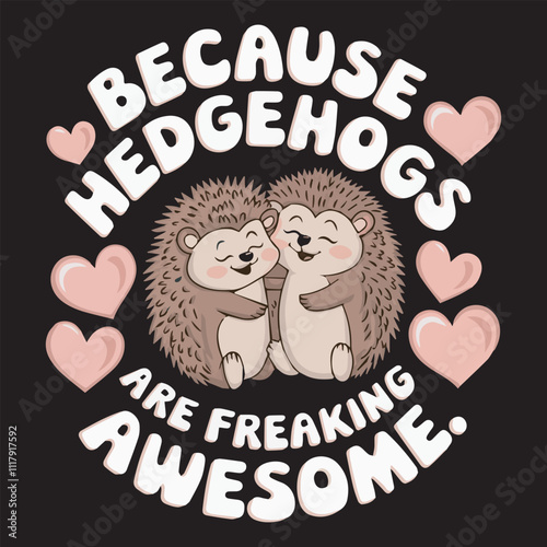 Adorable hedgehogs retro t-shirt design
