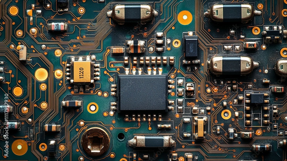 Close Up View Of An Electronic Circuit Board Close Up View Of An Electronic Circuit Board