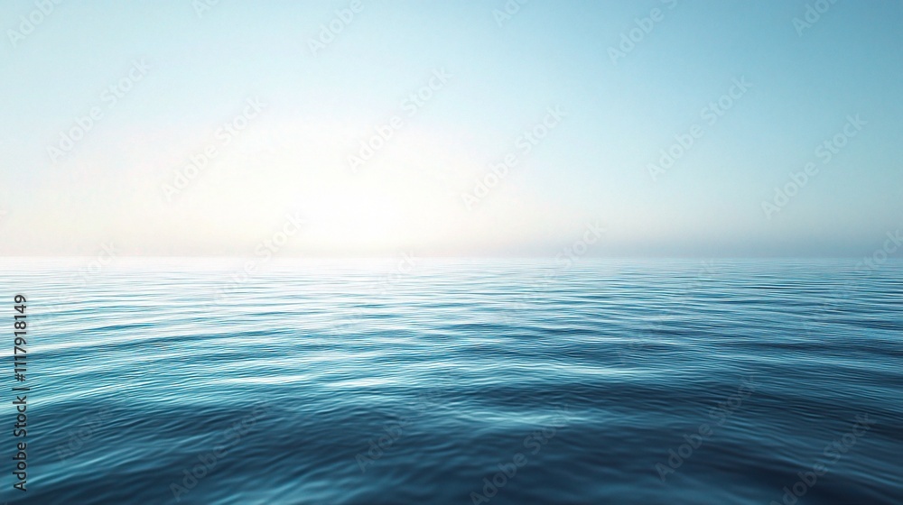 Obraz premium Calming Soft Blue Sky Gradient Over Tranquil Ocean Water Surface