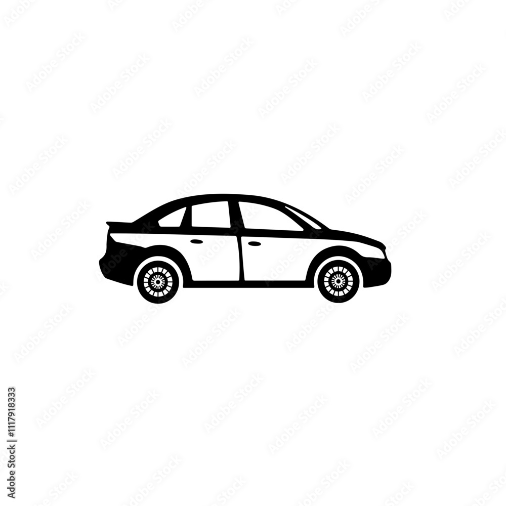 A car silhouette on white background A car silhouette on white background