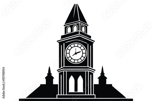 clock tower in the town vector illustration