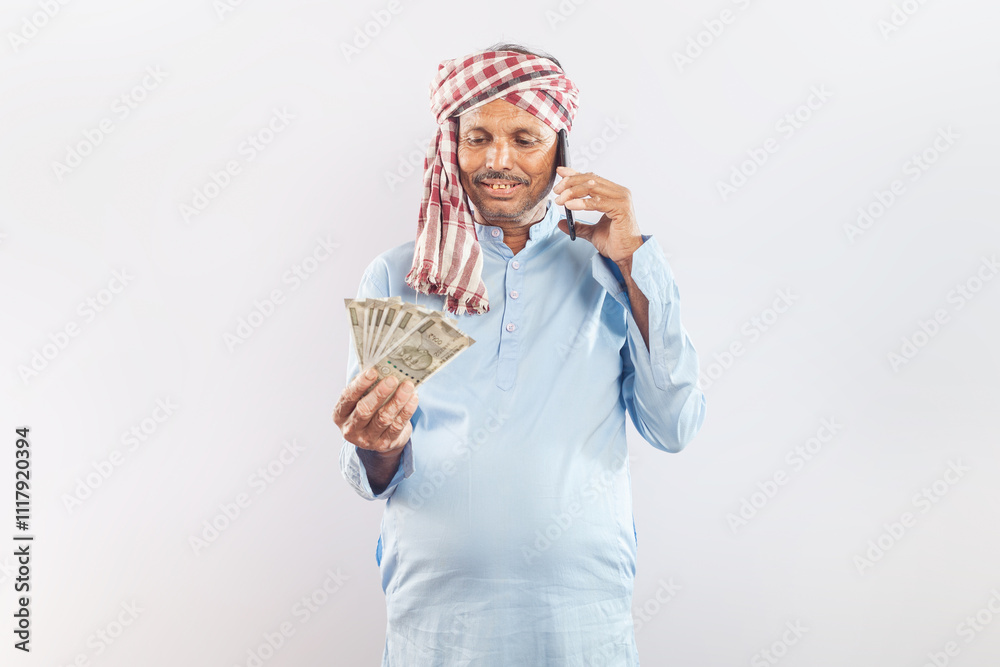 farmer, money, mobile phone, talking, wages, modern, growth, communication farmer, money, mobile phone, talking, wages, modern, growth, communication