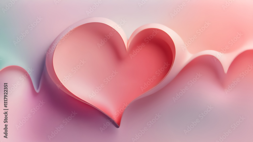 Valentine's Day, love concept. Abstract pastel pink heart shape on pastel gradient background. Minimal design. Space for text. Valentine's Day, love concept. Abstract pastel pink heart shape on pastel gradient background. Minimal design. Space for text.