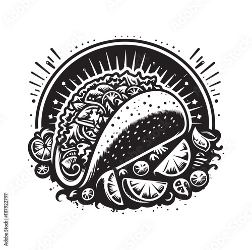 Taco silhouette vector illustration