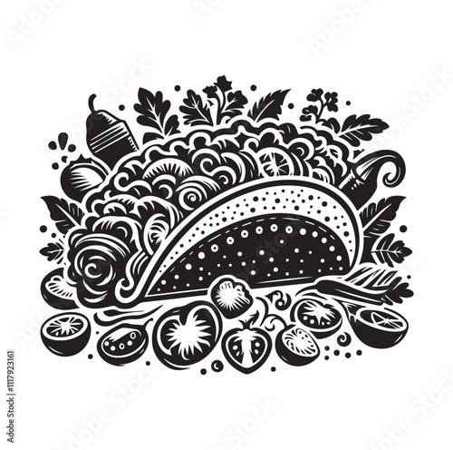 Taco silhouette vector illustration