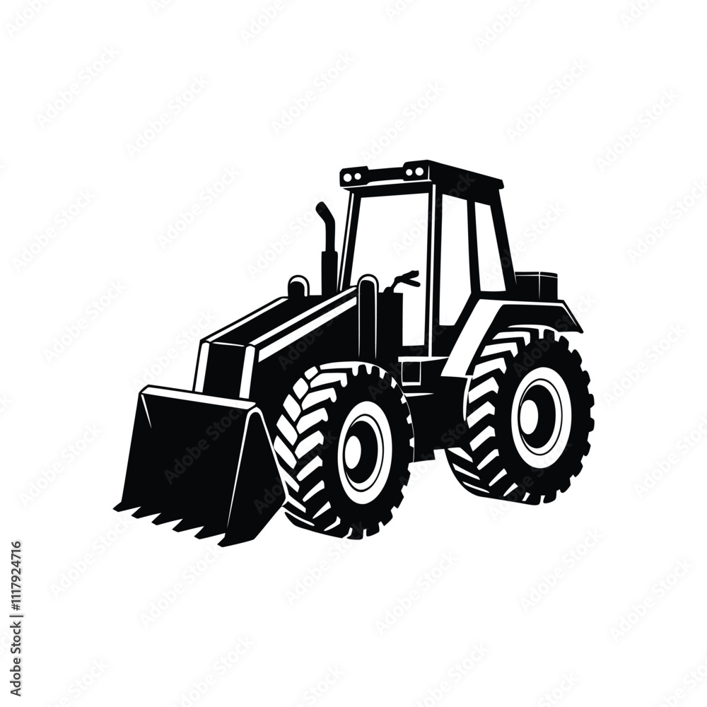 Naklejka premium Front-Loader Heavy Equipment Silhouette Vector Design for Heavy Machinery