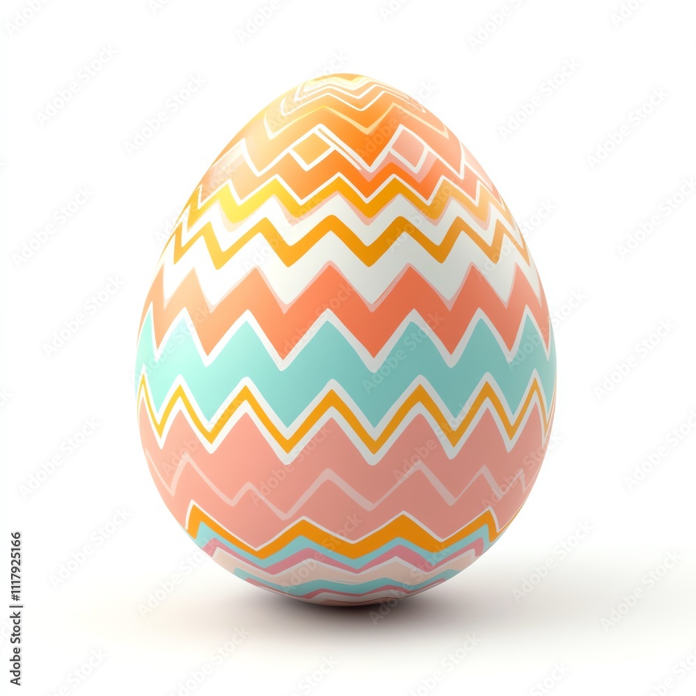 A colorful, patterned egg featuring pastel zigzag designs, perfect for Easter celebrations and decorative purposes. A colorful, patterned egg featuring pastel zigzag designs, perfect for Easter celebrations and decorative purposes.