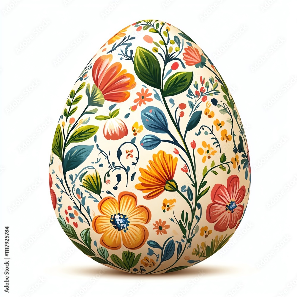 A beautifully decorated egg featuring intricate floral patterns in vibrant colors. A beautifully decorated egg featuring intricate floral patterns in vibrant colors.