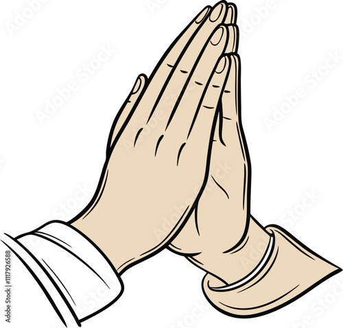 Namaste or Pray Amen Hands Vector Illustration