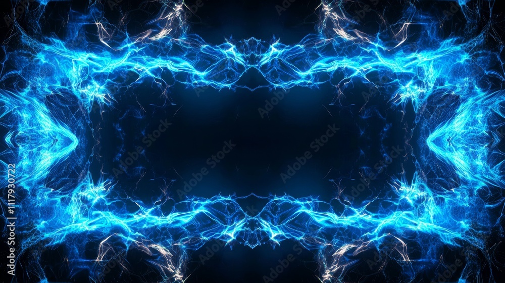 Naklejka premium Abstract energy flows symmetrically dark background.