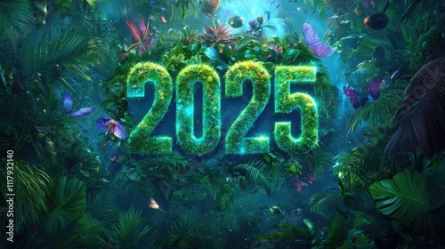 2025 jungle theme: nature elements surrounding underwater ocean landscape