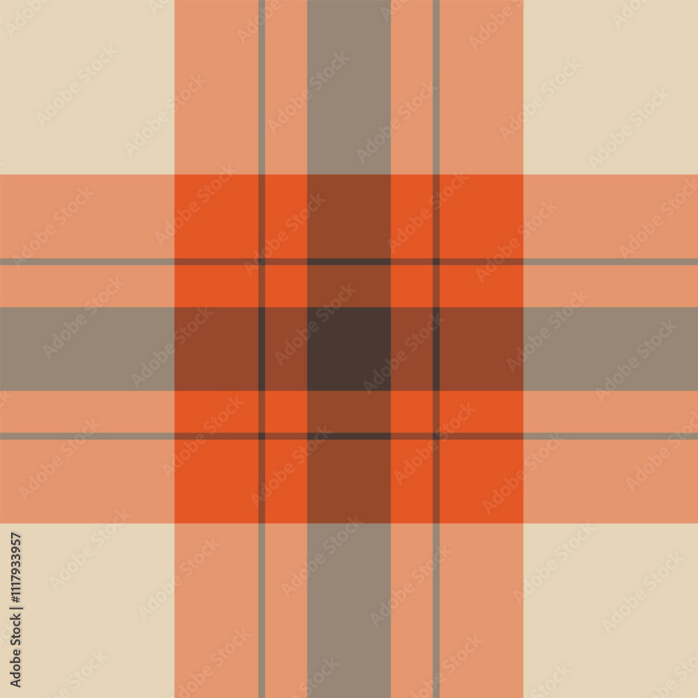 Calm fabric texture plaid, messy textile vector check. Figure pattern seamless background tartan in orange and pastel colors. Calm fabric texture plaid, messy textile vector check. Figure pattern seamless background tartan in orange and pastel colors.