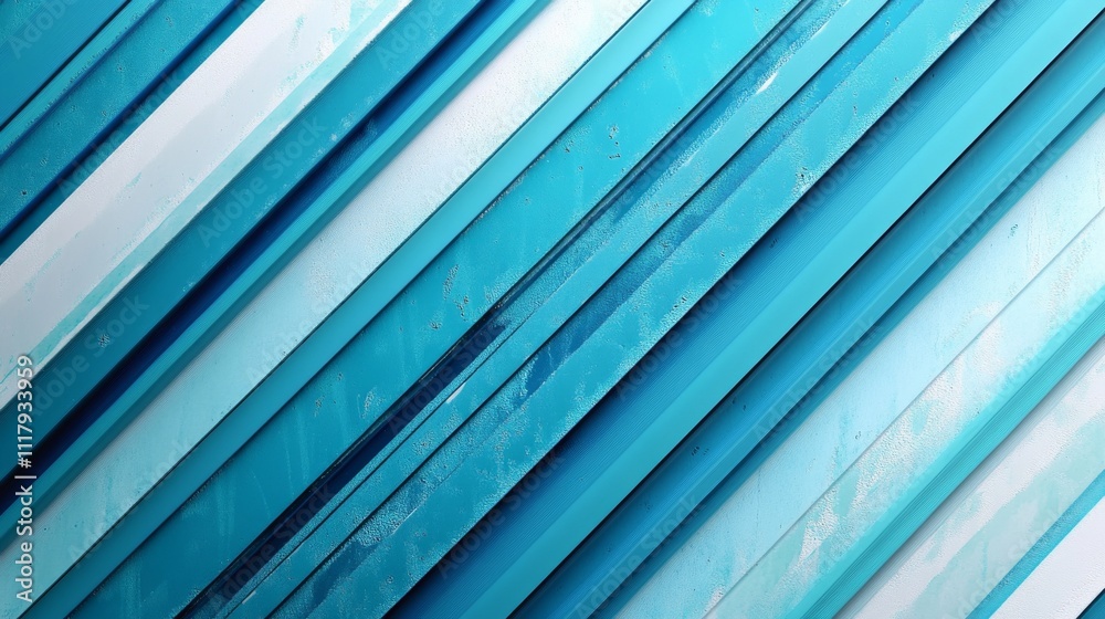 Fototapeta premium Blue planks intersect diagonally on a white background.