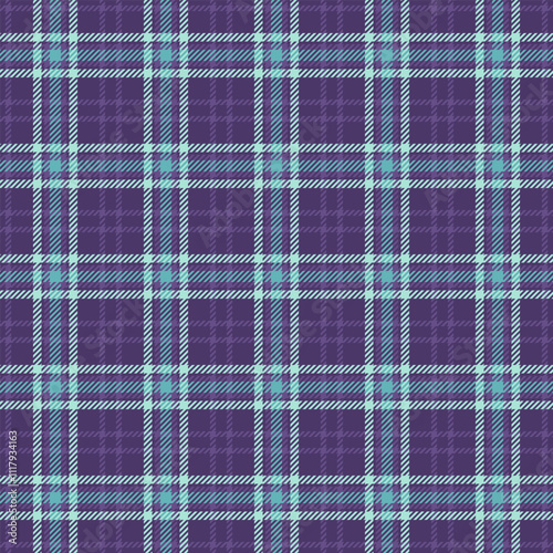 Customizable fabric plaid pattern, wallpaper check texture textile. December vector tartan seamless background in violet and light colors.