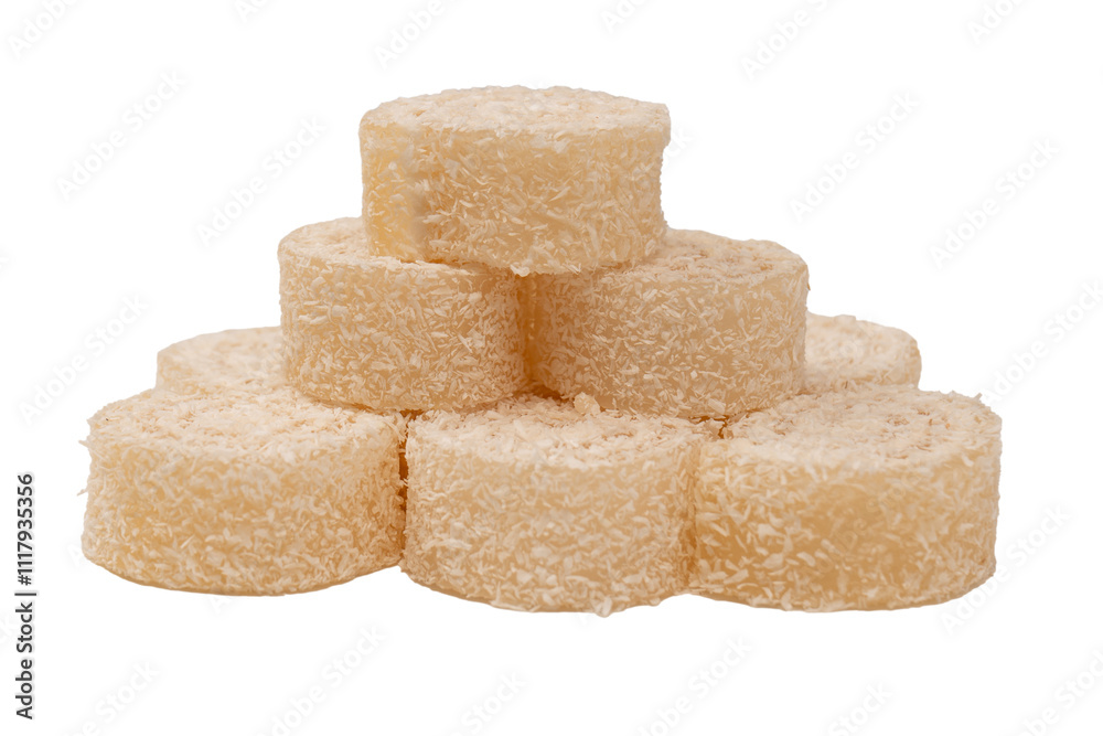 Coconut candy roll isolated on a white background. Coconut candy roll isolated on a white background.