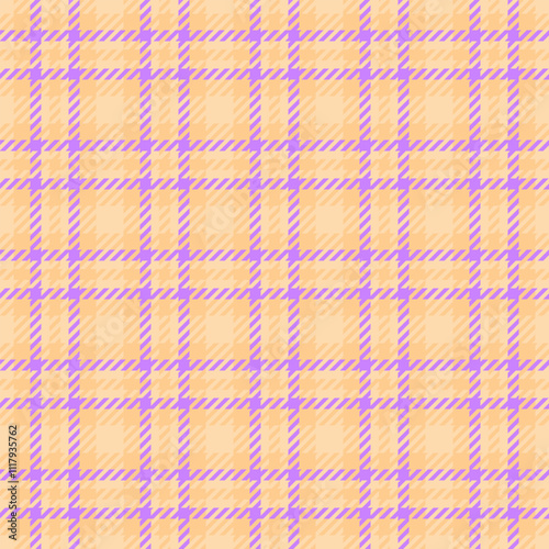 Commercial tartan plaid background, smooth check textile fabric. Swatch texture pattern seamless vector in navajo white and orange colors.