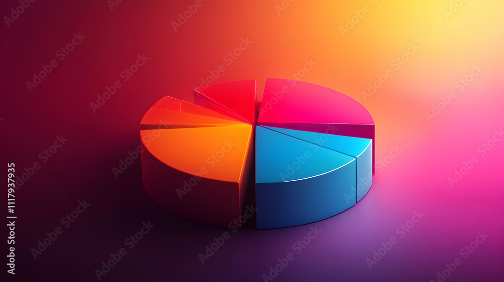 A dynamic pie chart with bright red, orange, and yellow segments A dynamic pie chart with bright red, orange, and yellow segments