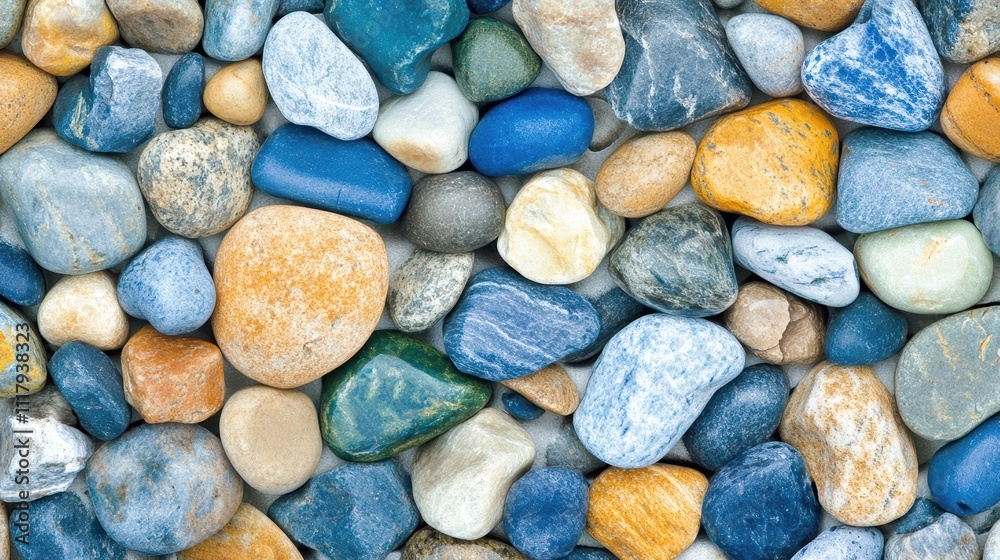 Colorful and Textured Pebbles and Stones in Natural Background Colorful and Textured Pebbles and Stones in Natural Background