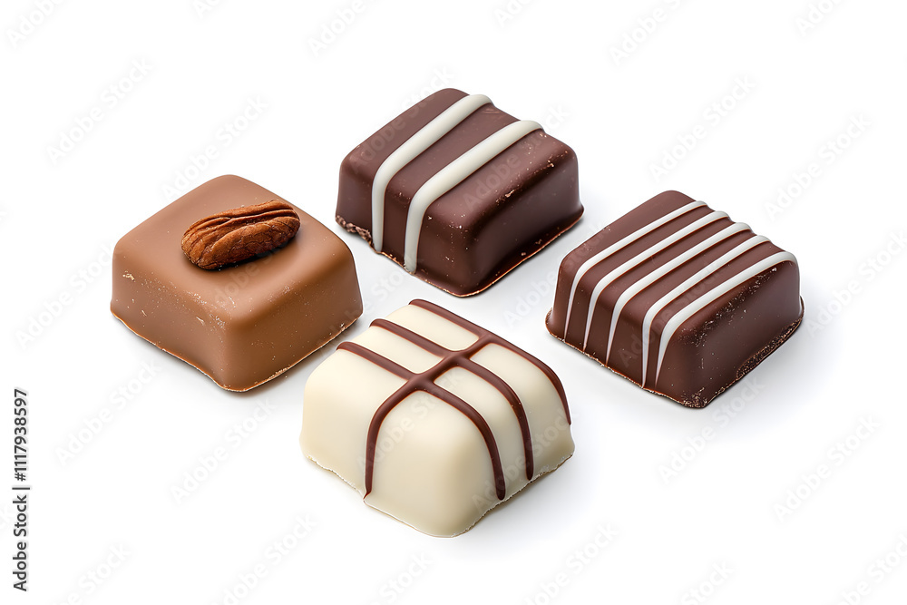 Chocolate truffles, pralines isolated on white background Chocolate truffles, pralines isolated on white background